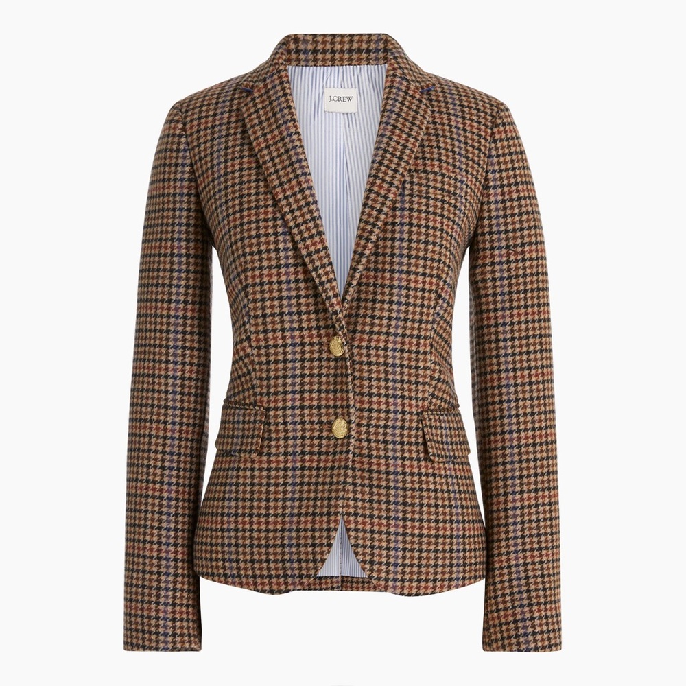 Wool-blend Schoolboy Blazer in Houndstooth Size 4